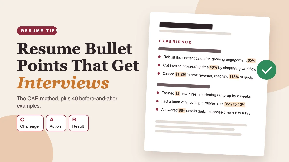 Resume with strong bullet points written using the CAR method