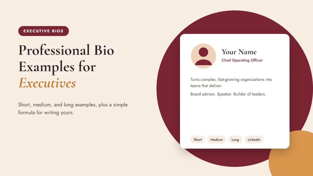 Professional bio examples for executives in short, medium, and long formats