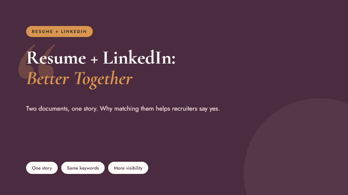 Resume and LinkedIn writer package showing matching resume and LinkedIn profile